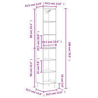 Produktbild för Högskåp rökfärgad ek 34,5x32,5x180 cm konstruerat trä