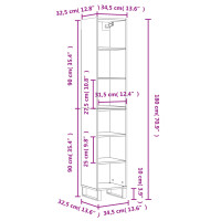 Produktbild för Högskåp högglans vit 34,5x32,5x180 cm konstruerat trä