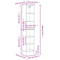 Produktbild för Högskåp högglans vit 34,5x32,5x180 cm konstruerat trä