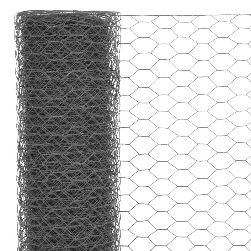 Produktbild för Hönsnät stål med PVC-beläggning 25x0,75 m grå