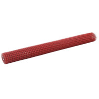 Produktbild för Hönsnät stål med PVC-beläggning 10x1,5 m röd