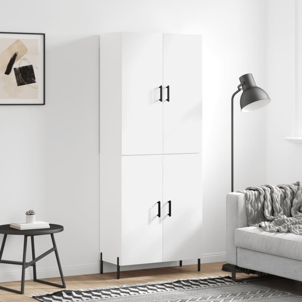 Produktbild för Högskåp vit 69,5x34x180 cm konstruerat trä
