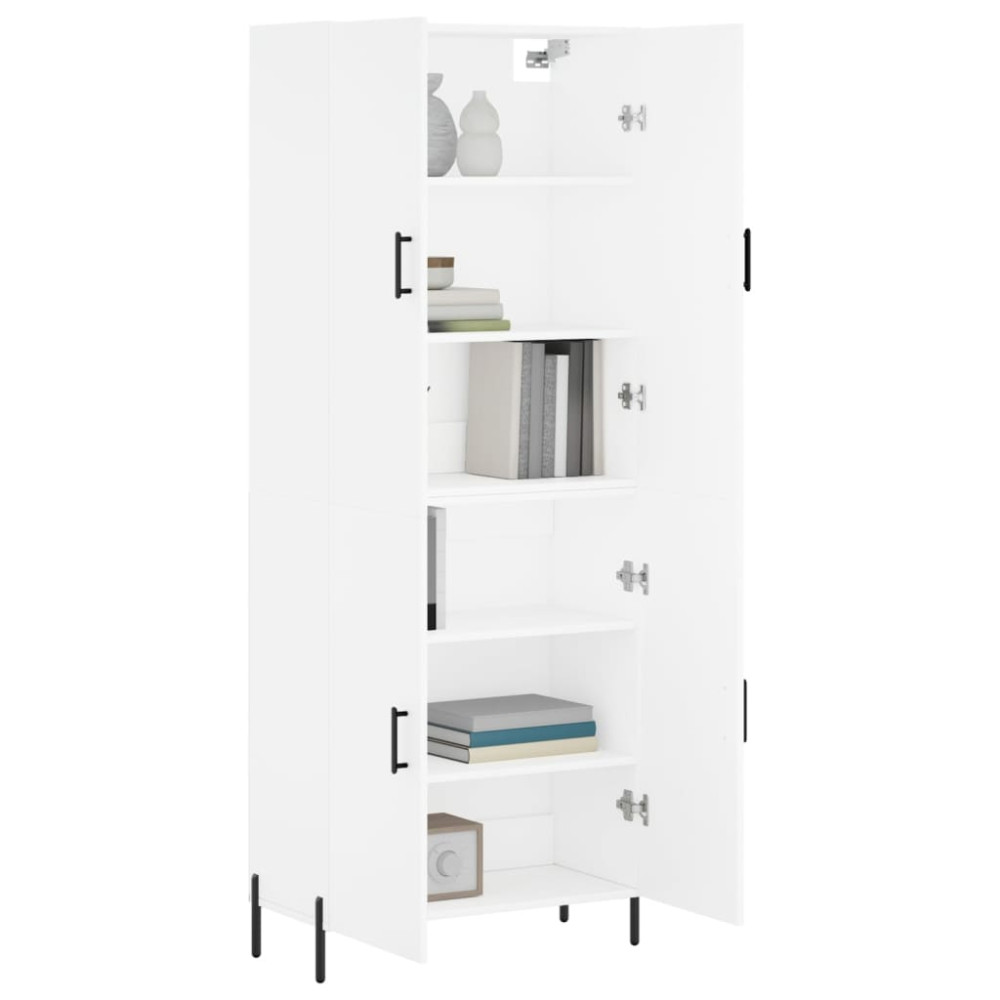 Produktbild för Högskåp vit 69,5x34x180 cm konstruerat trä
