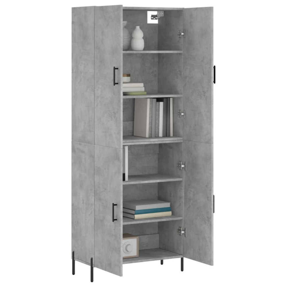 Produktbild för Högskåp betonggrå 69,5x34x180 cm konstruerat trä