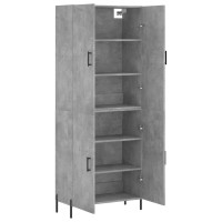 Produktbild för Högskåp betonggrå 69,5x34x180 cm konstruerat trä