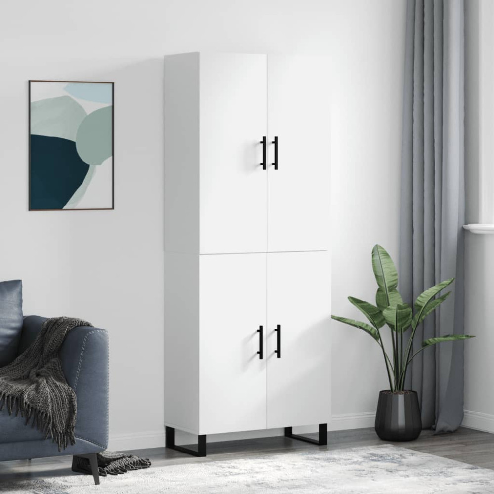 Produktbild för Högskåp vit 69,5x34x180 cm konstruerat trä