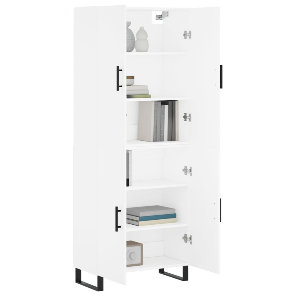 Produktbild för Högskåp vit 69,5x34x180 cm konstruerat trä
