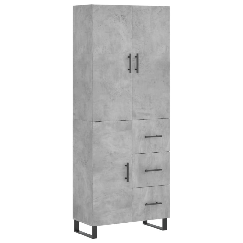 Produktbild för Högskåp betonggrå 69,5x34x180 cm konstruerat trä