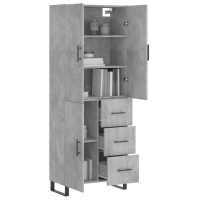 Produktbild för Högskåp betonggrå 69,5x34x180 cm konstruerat trä