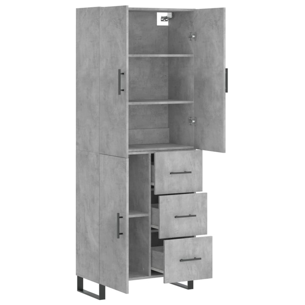 Produktbild för Högskåp betonggrå 69,5x34x180 cm konstruerat trä