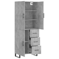 Produktbild för Högskåp betonggrå 69,5x34x180 cm konstruerat trä