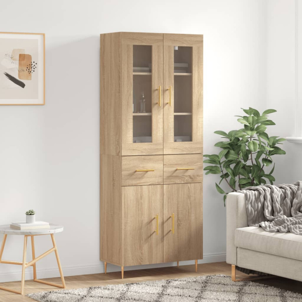 Produktbild för Högskåp sonoma-ek 69,5x34x180 cm konstruerat trä