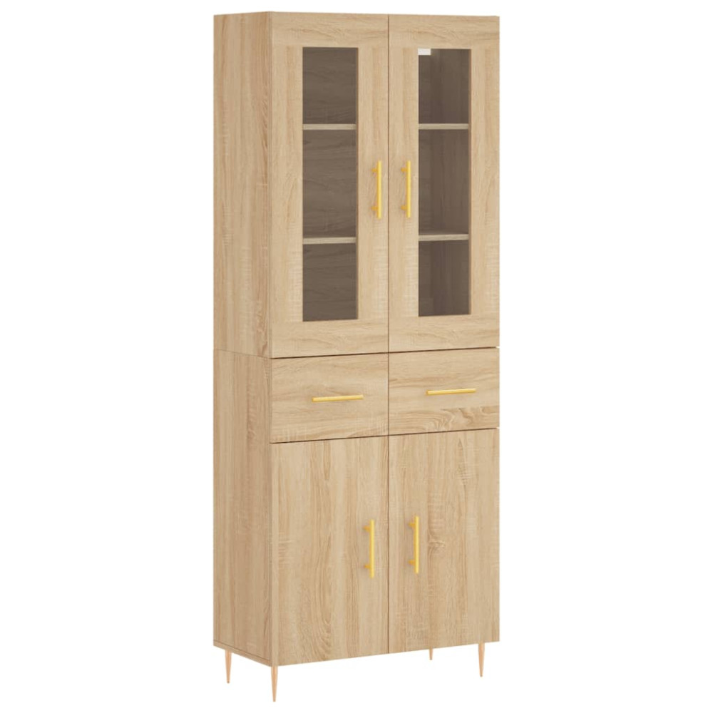 Produktbild för Högskåp sonoma-ek 69,5x34x180 cm konstruerat trä