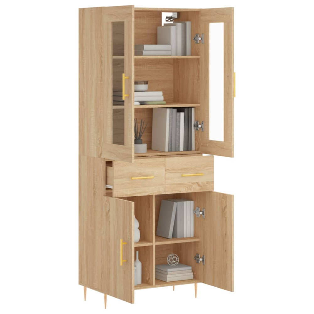 Produktbild för Högskåp sonoma-ek 69,5x34x180 cm konstruerat trä