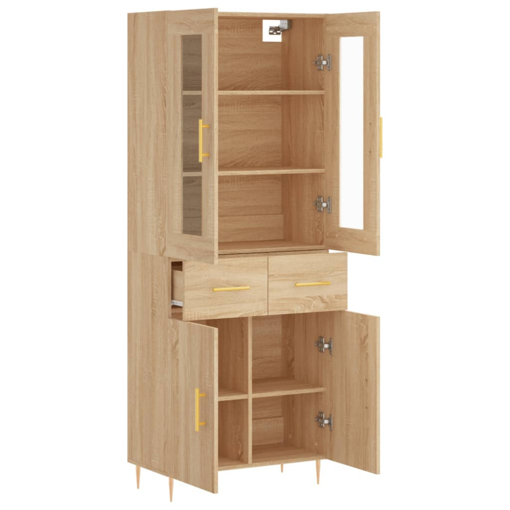 Produktbild för Högskåp sonoma-ek 69,5x34x180 cm konstruerat trä