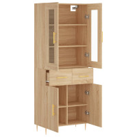 Produktbild för Högskåp sonoma-ek 69,5x34x180 cm konstruerat trä