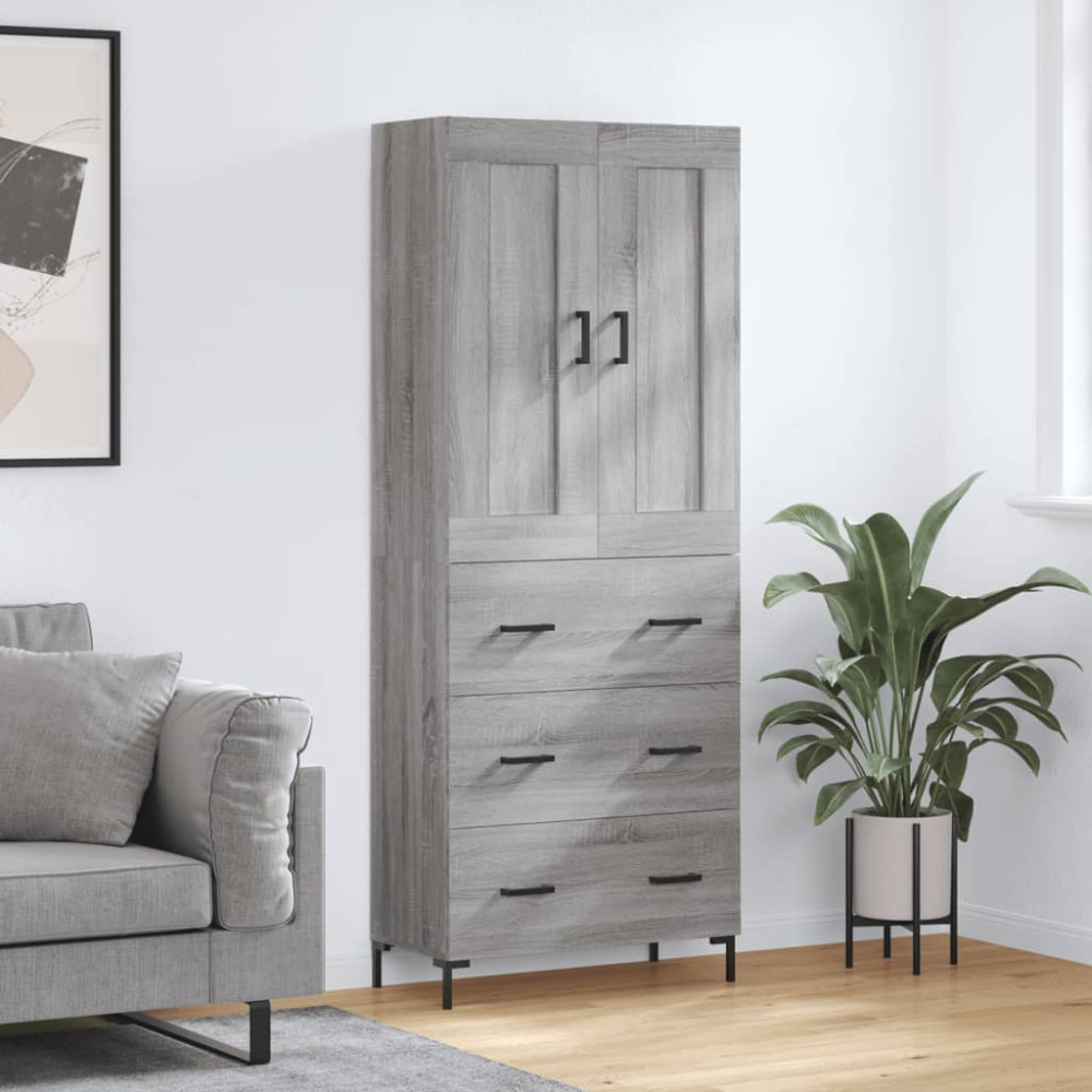 Produktbild för Högskåp Grå Sonoma 69,5x34x180 cm konstruerat trä