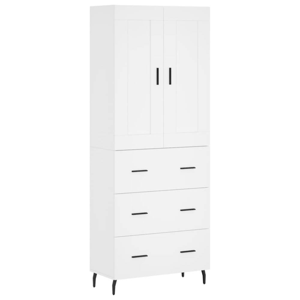 Produktbild för Högskåp vit 69,5x34x180 cm konstruerat trä