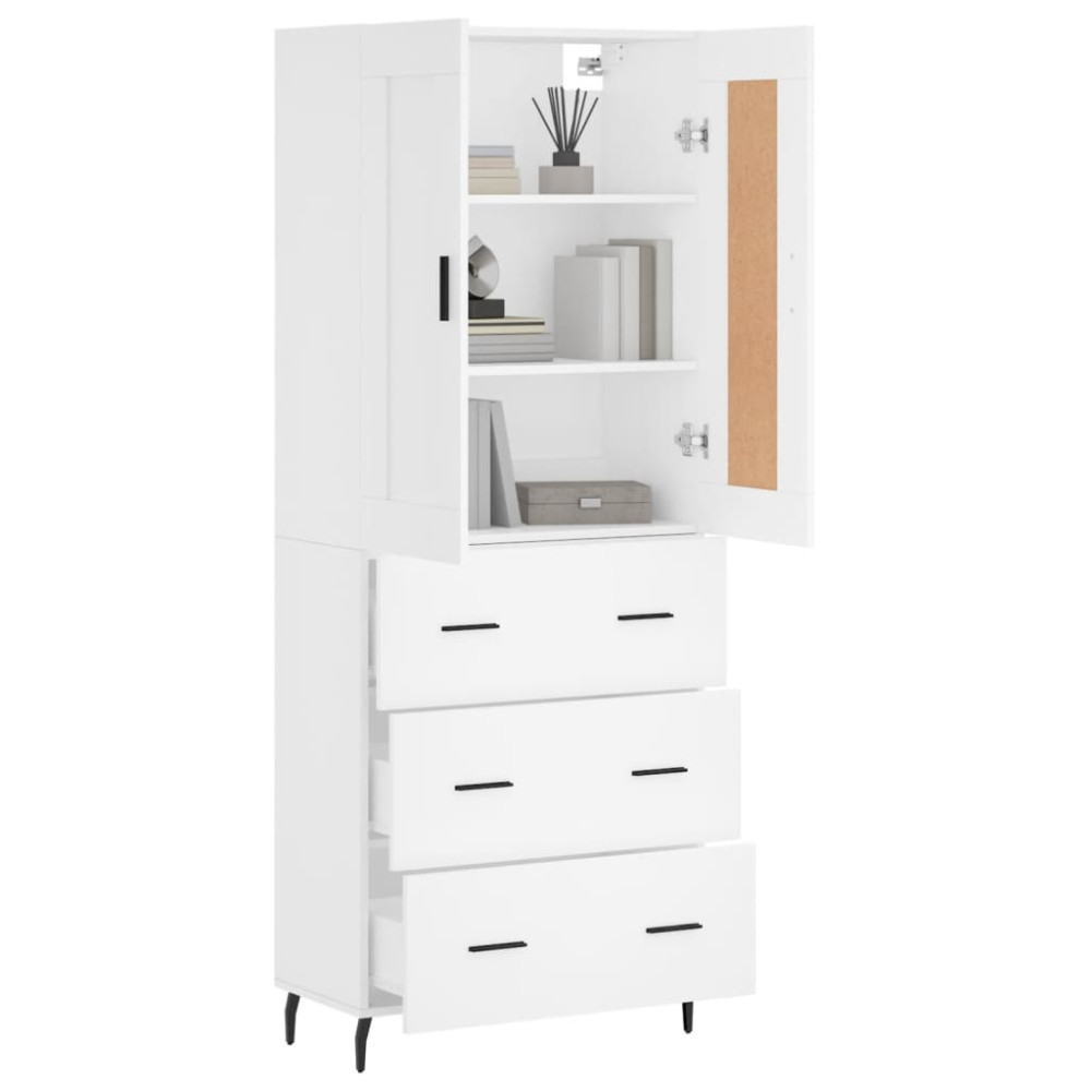 Produktbild för Högskåp vit 69,5x34x180 cm konstruerat trä