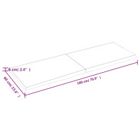 Produktbild för Bänkskiva för badrum 180x60x(2-6) cm obehandlat massivt trä