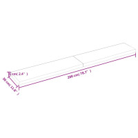 Produktbild för Bänkskiva för badrum 200x30x(2-6) cm obehandlat massivt trä