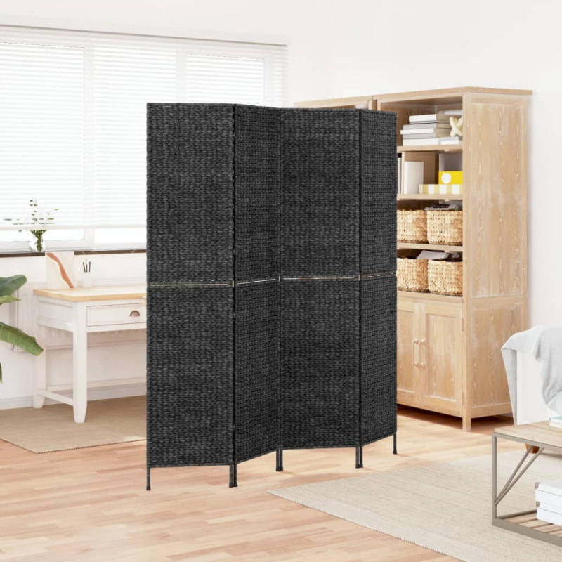 Produktbild för Rumsavdelare 4 paneler svart 163x180 cm vattenhyacint