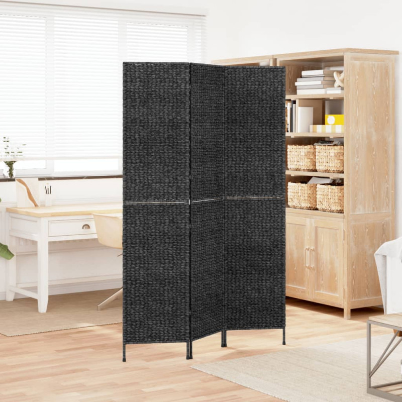 Produktbild för Rumsavdelare 3 paneler svart 122x180 cm vattenhyacint