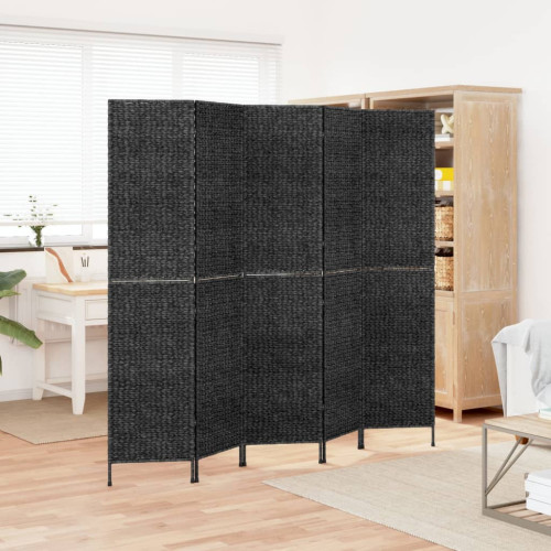 vidaXL Rumsavdelare 5 paneler svart 205x180 cm vattenhyacint