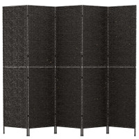 Miniatyr av produktbild för Rumsavdelare 5 paneler svart 205x180 cm vattenhyacint
