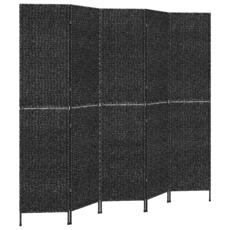Produktbild för Rumsavdelare 5 paneler svart 205x180 cm vattenhyacint