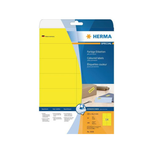 HERMA Etikett HERMA 105x42,3mm gul 280/fp