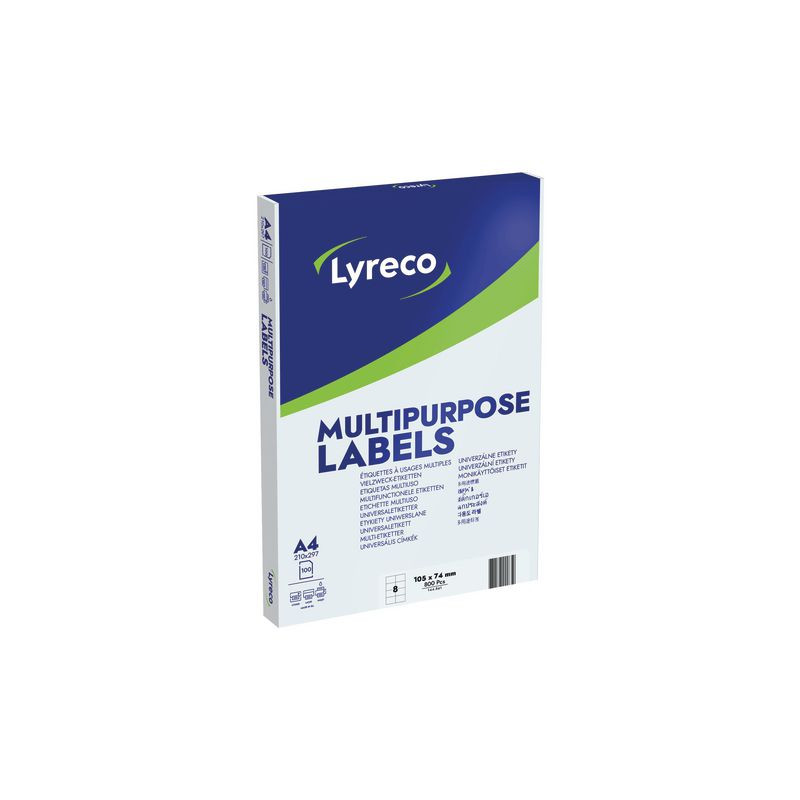 Produktbild för Etikett LYRECO 105x74mm 800/fp