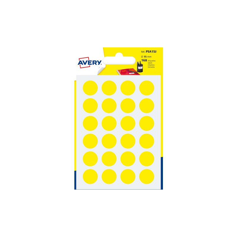 Produktbild för Etikett AVERY 15mm gul 168/fp