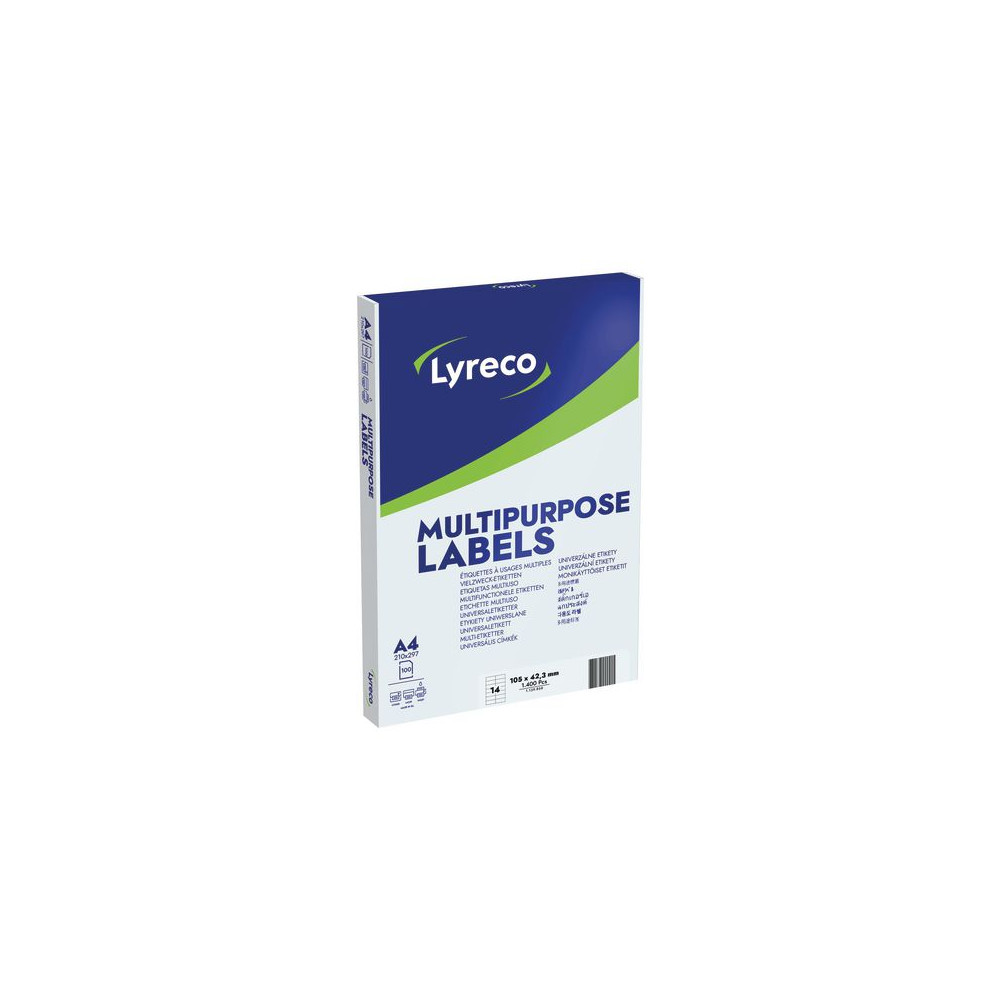 Produktbild för Etikett LYRECO 105x42,3mm 1400/fp