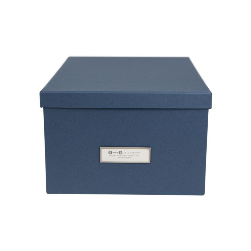 Produktbild för Förvaringsbox m.lock kartong blå