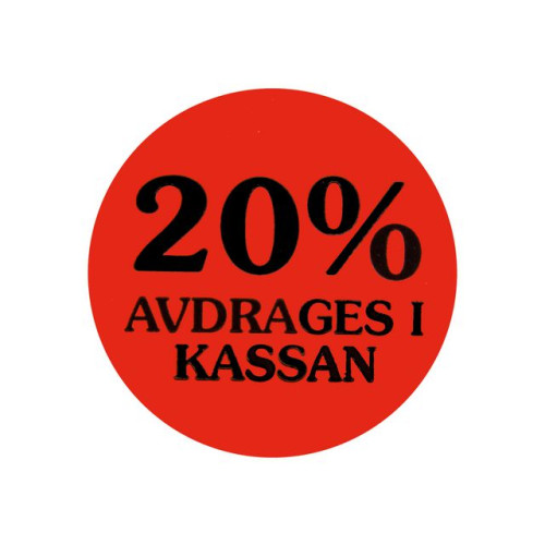 [NORDIC Brands] Etikett 20% avdrages i kassan 2000/RL