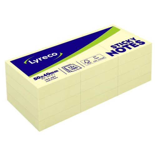 Lyreco Notes LYRECO standard 40x50mm gul 12/fp