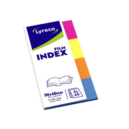 Lyreco Indexfilm LYRECO 20x45mm sort.färg 4/fp