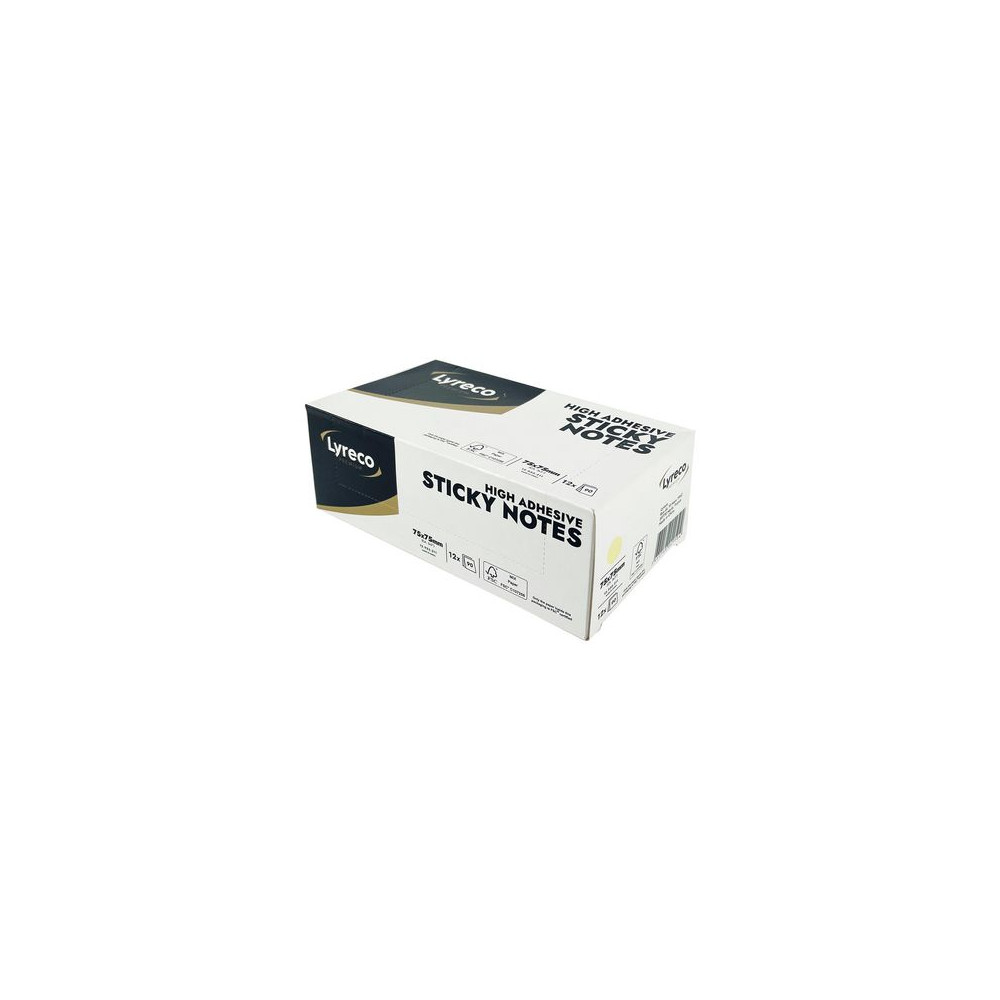 Produktbild för Notes LYRECO prem 75x75mm gul 12/fp