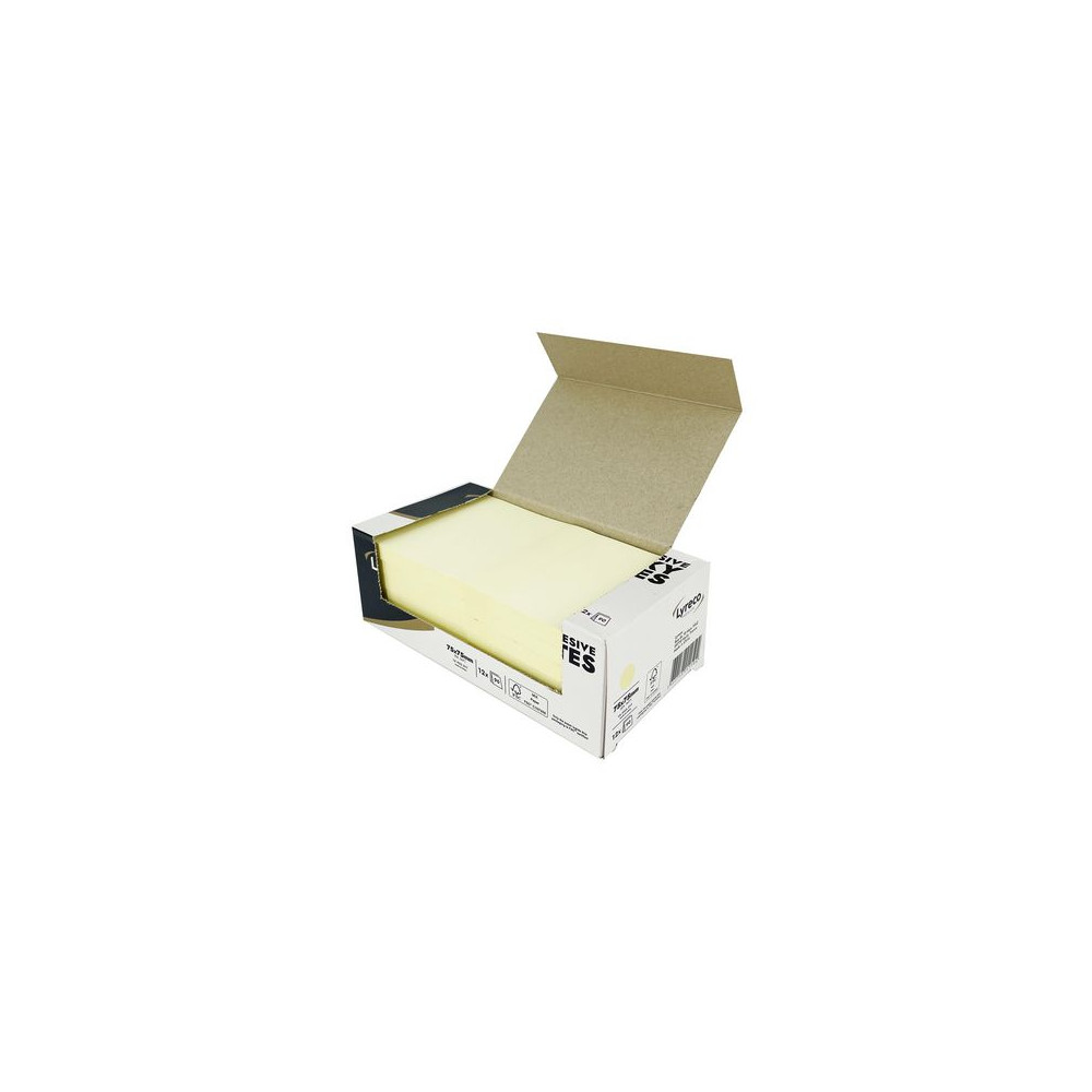 Produktbild för Notes LYRECO prem 75x75mm gul 12/fp