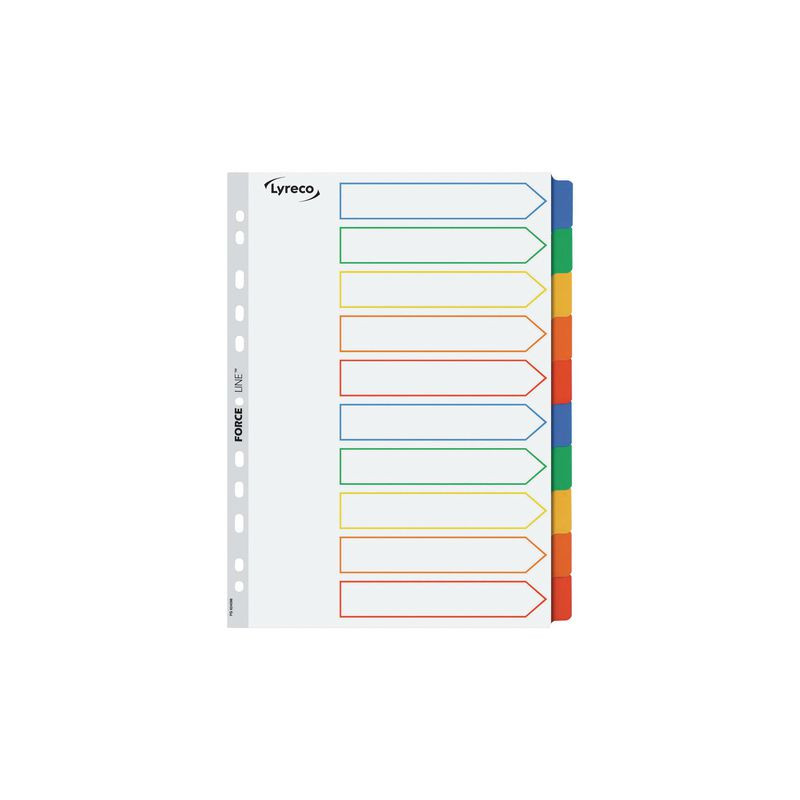 Produktbild för Kartongregister LYRECO A4 10-flik färger