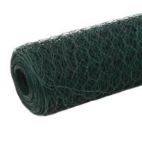 Produktbild för Hönsnät stål med PVC-beläggning 25x1,2 m grön