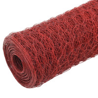 Miniatyr av produktbild för Hönsnät stål med PVC-beläggning 25x0,75 m röd