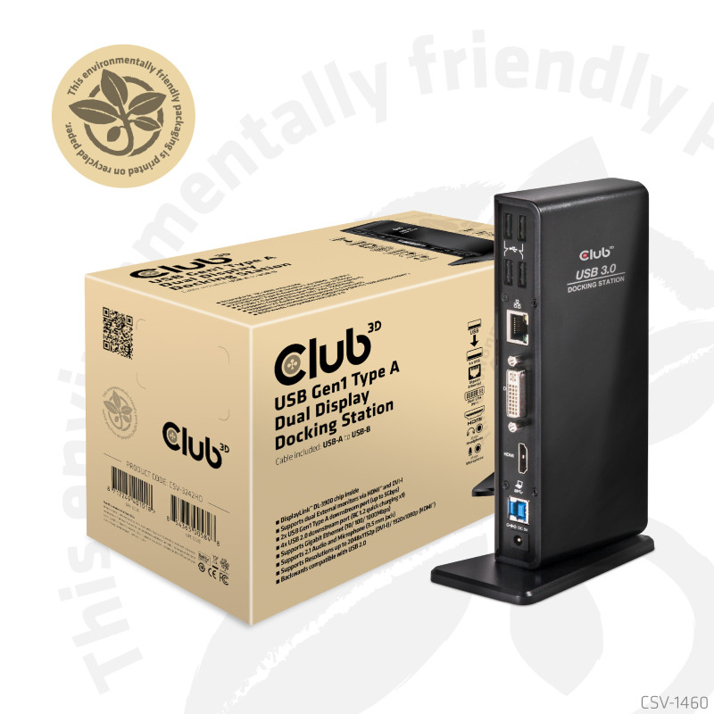 Produktbild för CLUB3D SenseVision USB3.0 Dual Display Docking Station