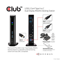 Miniatyr av produktbild för CLUB3D USB3.2 Gen1 Type A or C Dual Display 4K60Hz Docking Station