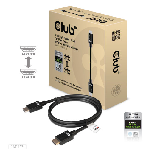 Club 3D CLUB3D Ultra High Speed HDMI 4K120Hz, 8K60Hz Certified Cable 48Gbps M/M 1 m/3.28 ft
