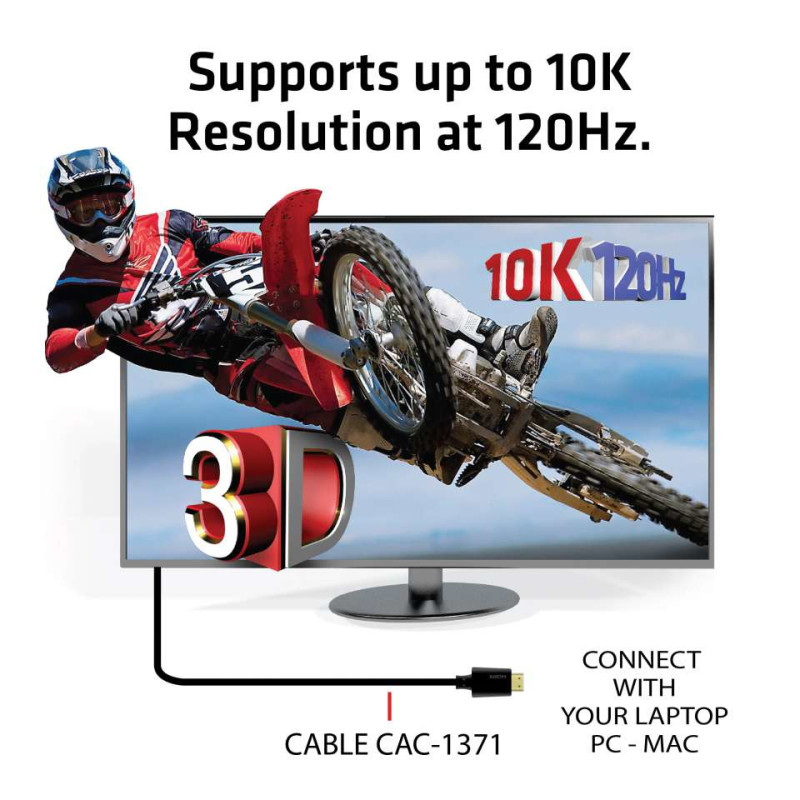 Produktbild för CLUB3D Ultra High Speed HDMI 4K120Hz, 8K60Hz Certified Cable 48Gbps M/M 1 m/3.28 ft