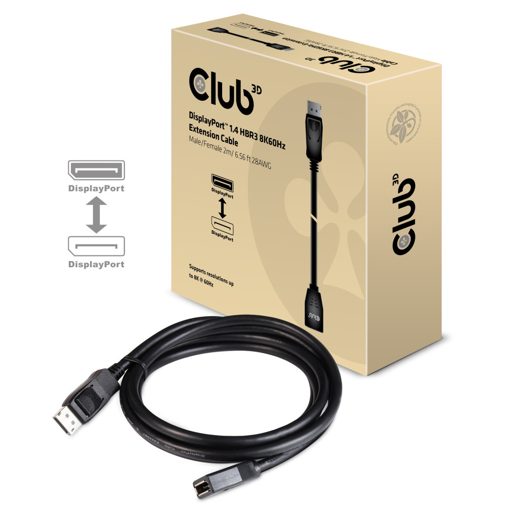 Produktbild för CLUB3D CAC-1022 videokabeladapter 2 m Displayport 1.4 Svart