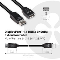 Produktbild för CLUB3D CAC-1022 videokabeladapter 2 m Displayport 1.4 Svart