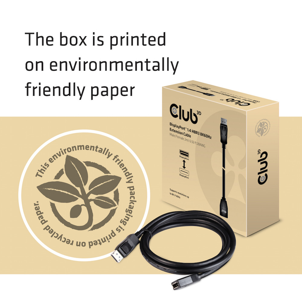 Produktbild för CLUB3D CAC-1022 videokabeladapter 2 m Displayport 1.4 Svart